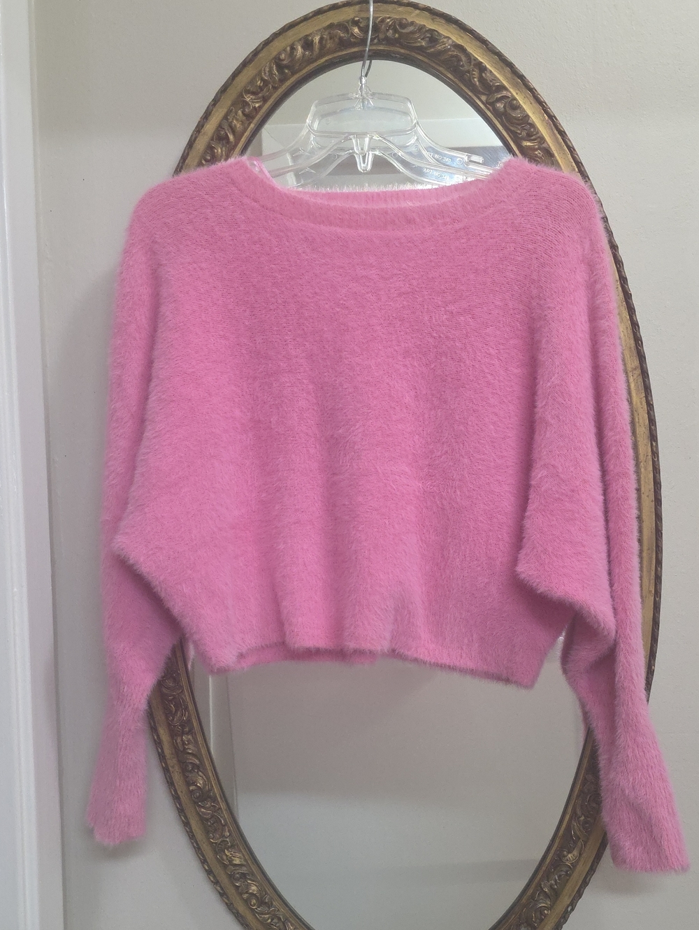 Jessica Simpson Cozy Pink Fuzzy Eyelashsh Cropped Women's Sweater Size XS